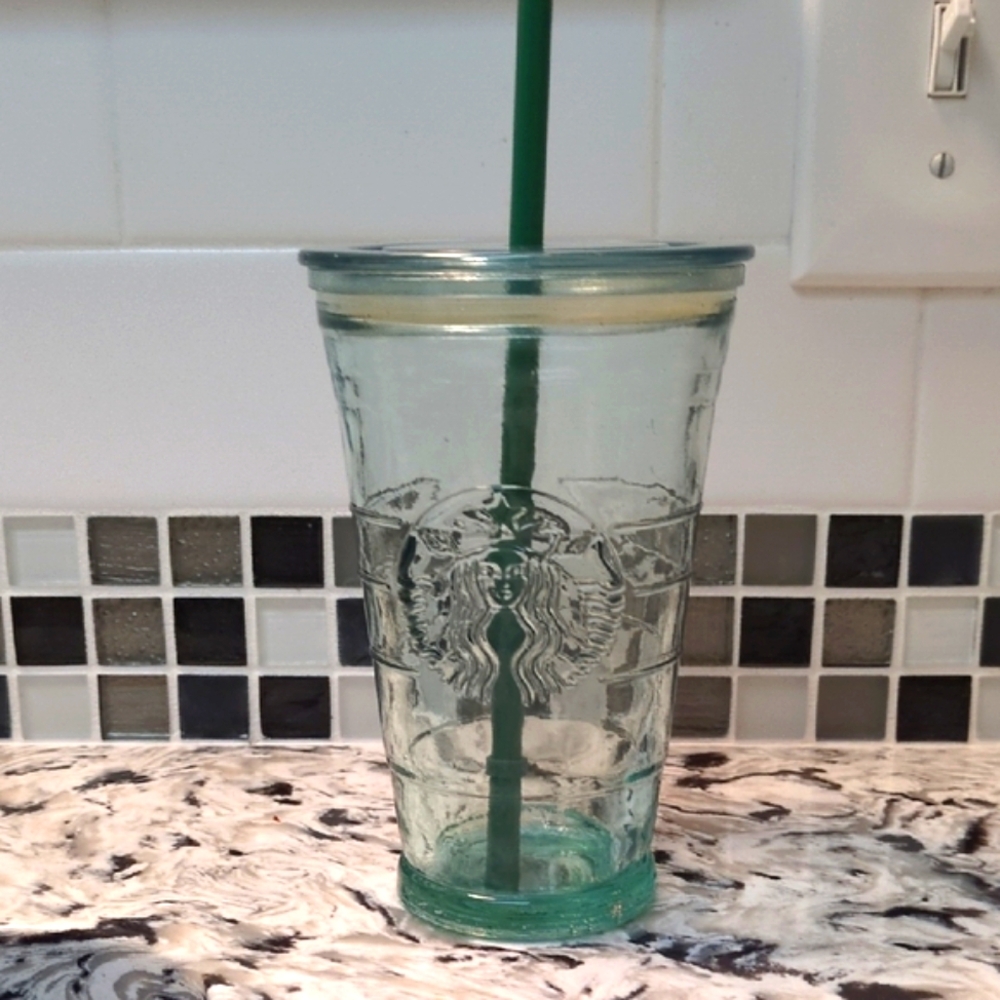 *Rare* Starbucks 16 oz. Reusable Glass Tumbler with Straw- Very Good Condition
